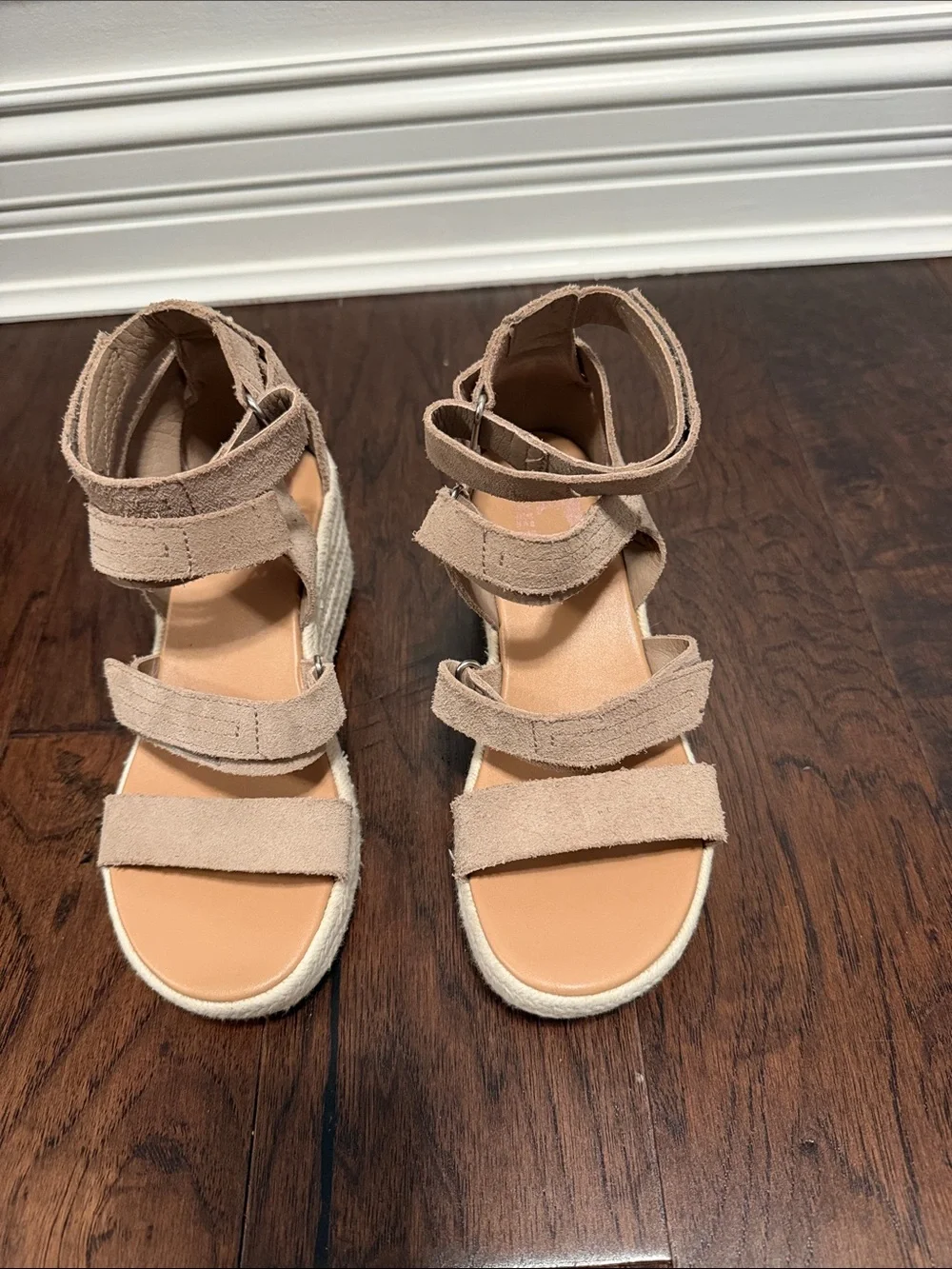 Sorel Beige Suede Espadrille Wedge Sandals
